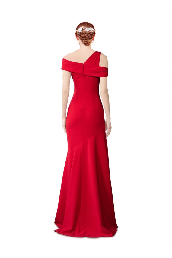 Long Stretch Crepe Red Mermaid Formal Evening Dress