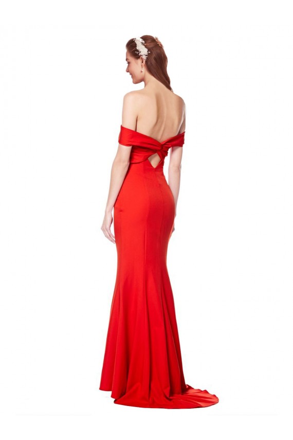 Long Sleeveless Stretch Crepe Red Mermaid Evening Gown