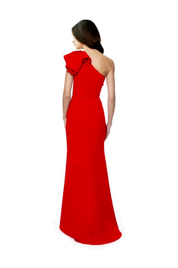 Long Sleeveless Stretch Crepe Red Mermaid Formal Dress