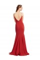 Long Sleeveless Stretch Crepe Red Spaghetti Straps Mermaid Formal Evening Dress