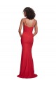Long Sleeveless Stretch Crepe Red Spaghetti Straps Mermaid Evening Dress