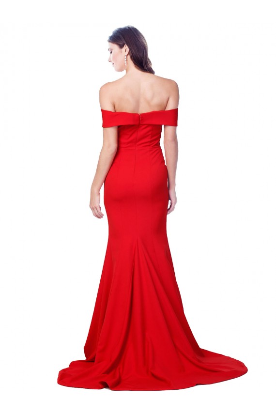 Long Sleeveless Stretch Crepe Red Sweetheart Mermaid Evening Dress