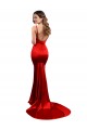 Long Sleeveless Stretch Satin Red Mermaid Evening Dress