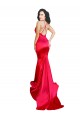 Long Sleeveless Stretch Satin Red Mermaid Formal Evening Dress
