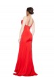 Long Sleeveless Stretch Satin Red Sheath Formal Evening Dress