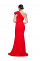 Sweep Train Sleeveless Stretch Crepe Red Sheath Semi Formal Evening Dress