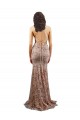 Long Sleeveless Stretch Crepe & Sequin Tulle Rose Gold Mermaid Formal Evening Dress