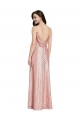 Long Sleeveless Sequin Rose Gold Sheath Formal Evening Dress