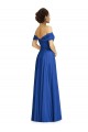 Long Cap Sleeves Soft Chiffon Royal Blue A-Line Semi Formal Evening Dress
