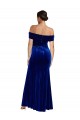 Long Sleeveless Stretch Velvet Royal Blue Mermaid Formal Evening Dress