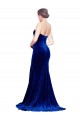 Sweep Train Sleeveless Stretch Velvet Royal Blue Mermaid Formal Evening Dress
