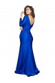 Long Long Sleeves Silky Satin Royal Blue Mermaid Formal Evening Dress