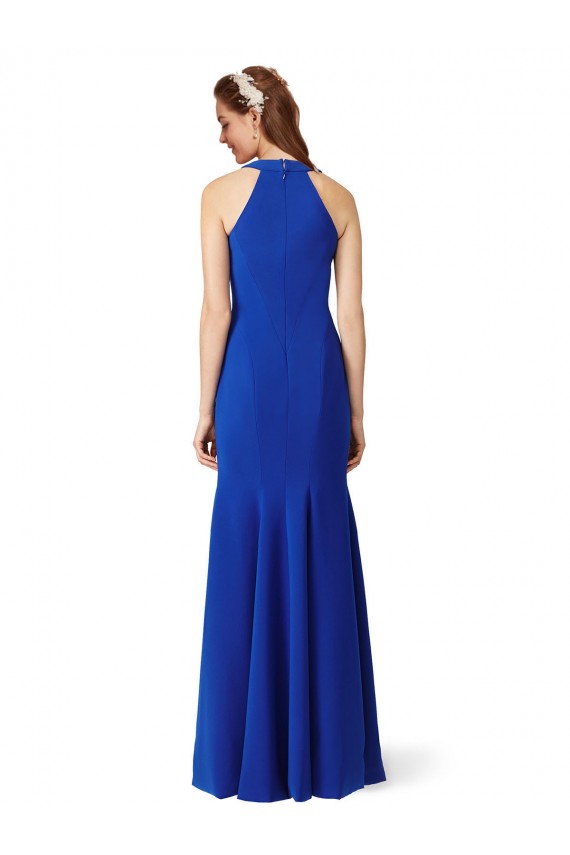Long Sleeveless Stretch Crepe Royal Blue V-Neck Mermaid Formal Evening Dress