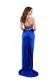 Long Sleeveless Silky Satin Royal Blue Sheath Formal Evening Dress