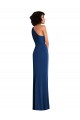 Long Sleeveless Spandex Royal Blue Sheath Semi Formal Evening Dress