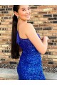 Short Sleeveless Velvet Sequin Royal Blue Sheath Homecoming Dresses