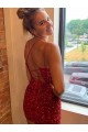 Short Sleeveless Velvet Sequin Royal Blue Sheath Evening Dress