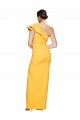 Long Sleeveless Stretch Crepe Saffron Sheath Formal Evening Dress