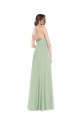 Long Sleeveless Soft Chiffon Sage Scoop Neck A-Line Semi Formal Evening Dress