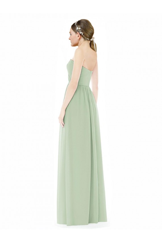 Long Sleeveless Soft Chiffon Sage Sweetheart A-Line Semi Formal Evening Dress