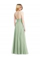 Long Sleeveless Soft Chiffon Sage Trumpet Formal Evening Dress
