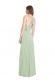 Long Cold Shoulder Soft Chiffon Sage Trumpet Semi Formal Evening Dress