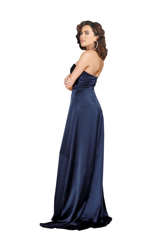 Long Sleeveless Silky Satin Sapphire Sweetheart A-Line Formal Evening Dress