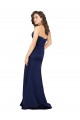 Long Sleeveless Silky Satin Sapphire A-Line Formal Evening Dress
