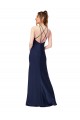 Long Sleeveless Silky Satin Sapphire Sheath Formal Evening Dress