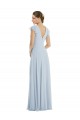 Long Flutter Sleeves Soft Chiffon Sea Glass A-Line Formal Evening Dress