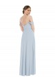 Long Flounce Sleeves Soft Chiffon Sea Glass A-Line Semi Formal Evening Dress