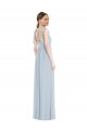 Long Sleeveless Soft Chiffon Sea Glass A-Line Semi Formal Evening Dress