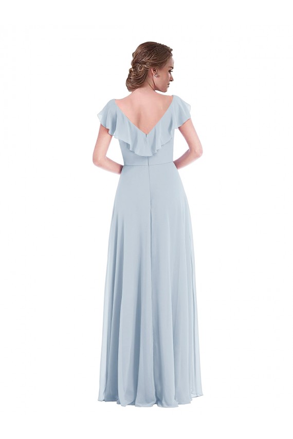 Long Sleeveless Soft Chiffon Sea Glass A-Line Black Tie Evening Dress