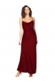 Long Sleeveless Silky Satin Burgundy Sheath Black Tie Evening Dress