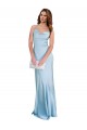 Long Sleeveless Silky Satin Light Sky Blue Sheath Formal Evening Dress
