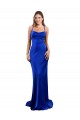 Long Sleeveless Silky Satin Royal Blue Sheath Formal Evening Dress