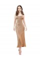 Midi Length Sleeveless Silky Satin Rose Gold Sheath Formal Evening Dress