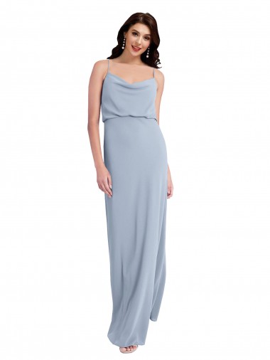 Long Sleeveless Stretch Crepe Smoke Blue Sheath Formal Evening Dress for Sale
