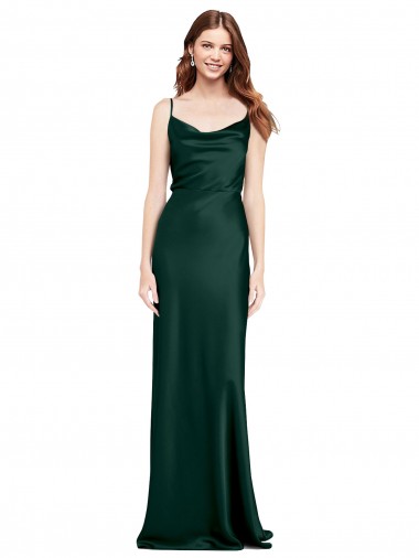Long Sleeveless Stretch Satin Hunter Sheath Black Tie Evening Dress for Sale