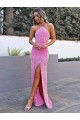 Long Sleeveless Velvet Sequin Sheath Evening Gown