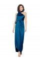 Long Sleeveless Silky Satin Peacock Blue Sheath Formal Evening Dress