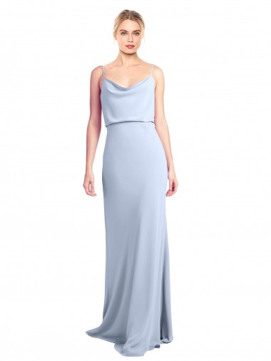Long Sleeveless Stretch Crepe Light Sky Blue Sheath Formal Dress for Sale
