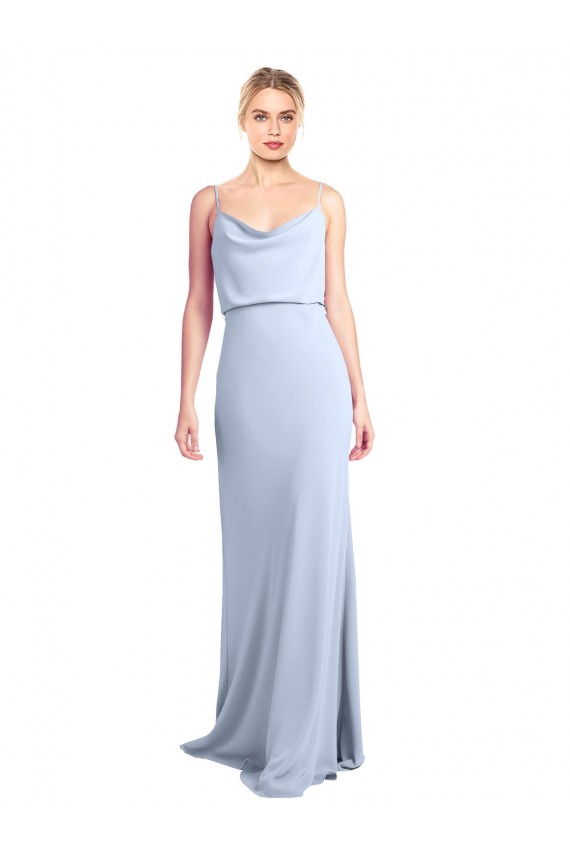 Long Sleeveless Stretch Crepe Light Sky Blue Sheath Formal Dress