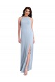Long Sleeveless Stretch Crepe Light Sky Blue Sheath Formal Evening Dress