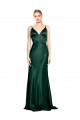 Long Sleeveless Stretch Satin Hunter Sheath Formal Evening Dress