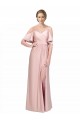 Long Cold Shoulder Silky Satin Sheath Formal Evening Dress
