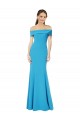 Long Sleeveless Stretch Crepe Peacock Blue Sheath Formal Dress