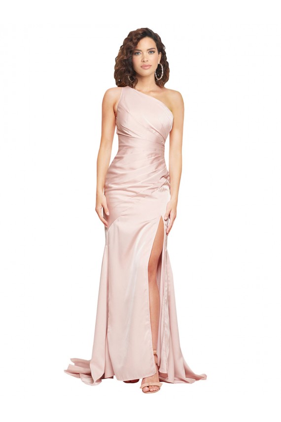 Long Sleeveless Silky Satin Pink Sheath Black Tie Evening Dress