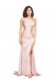 Long Sleeveless Silky Satin Pink Sheath Black Tie Evening Dress