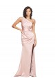Long Sleeveless Silky Satin Pink Sheath Formal Evening Dress